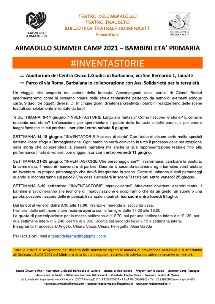 Armadillo Summer Camp 2021 - Bambini